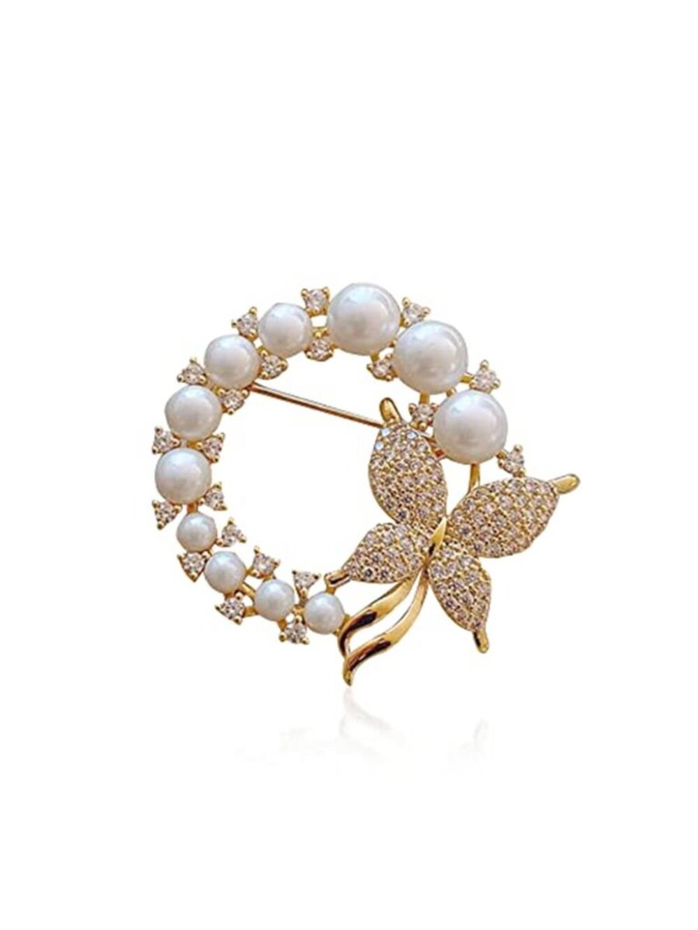 GBAHFY Butterfly Pearl Brooch Gold Elegant Bridal Vintage Style Pins Wedding